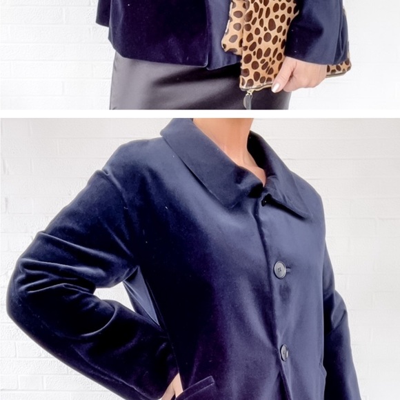 Talbots Navy Blue Velvet Jacket, Size 10 Petite - Picture 3 of 12